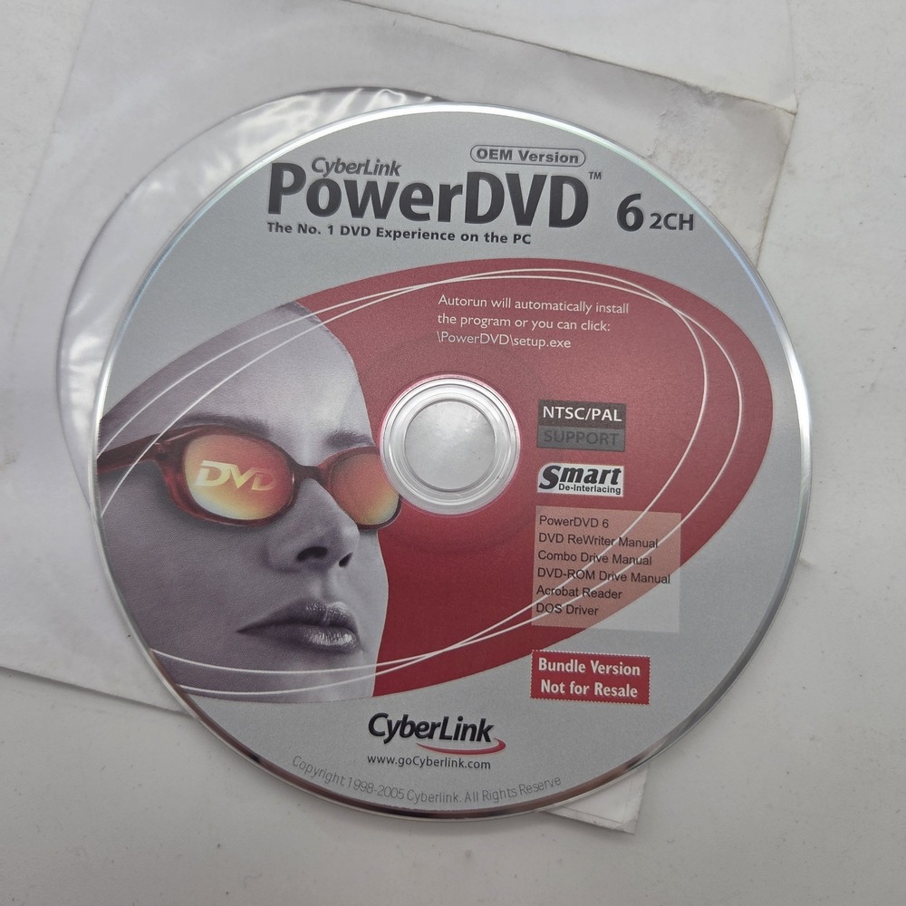 CyberLink PowerDVD 6 2CH Software Setup CD-ROM (2005) with CD Key